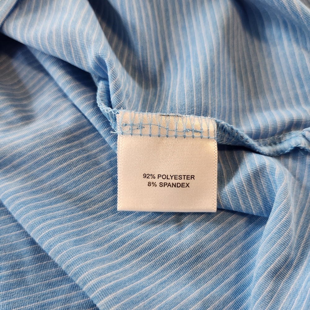 Peter Millar Summer Comfort Men's Blue White Golf Polo Shirt Pine Tree Logo XL - Picture 5 of 5